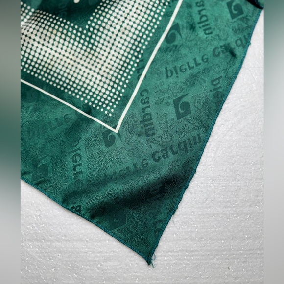 Scarf Pierre Cardin Green and White Dotted Monogram Designers Classic Wrap - Picture 4 of 14